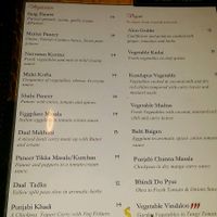 vegetarian vegan menu section at Taal Indian Cuisine in West Melbourne