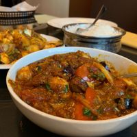 Eggplants in front, cauliflower in back  at Taal Indian Cuisine in West Melbourne
