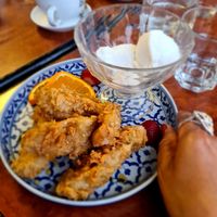 Banana tempura at Madame K's Vegetarian - Williamstown in Williamstown