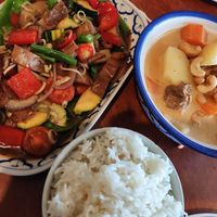 Lemongrass stirfry and Masaman curry at Madame K's Vegetarian - Williamstown in Williamstown