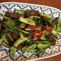 Crispy pork with Chinese broccoli (vegan!) at Madame K's Vegetarian - Williamstown in Williamstown