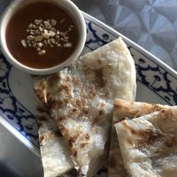 Roti with satay  at Madame K's Vegetarian - Williamstown in Williamstown