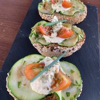 Courgette and hummus bruschetta  at FAMA Aperitif Bar in Benalmadena