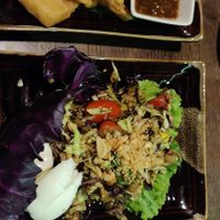 Fried tofu and special tea leaf salad at Shan Kitchen in Yangon