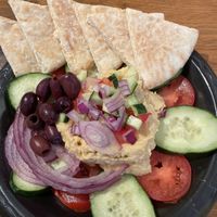 Hummus plate sans cheese at Passion Pie Cafe in Truth Or Consequences