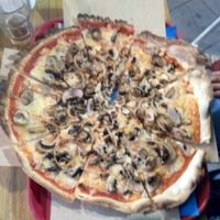 vegan pizza with mushroom and onions at Agvania Pizza in Eilat
