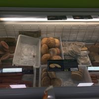 Frozen vegan burger and sausage section  at Green Meat in San Sebastian