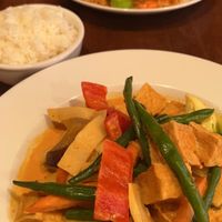Red curry with tofu and extra veggies at Banana Blossom in Cleveland