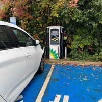 Car charging point  at Cletwr in Trer Ddol