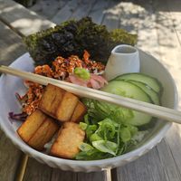 Vegan Donburi Bowl at Okere Falls Store in Rotorua