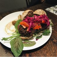 Spicy tempeh n red bean burger  at Tsai Chi Ya - Vegetable Market - Vegan Project in Taichung