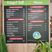 menu at Falafel Full in Warsaw