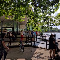 Right outside the entrance next to the road at Serpentine Bar & Kitchen in London