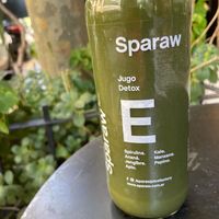 This juice is soo good and tasty. Spirulina + pineapple + ginger + celery + kale + apple + cucumber at Sparaw - Recoleta in Buenos Aires