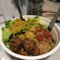 Tempeh bowl + avocado (palta) + dressings at Sparaw - Recoleta in Buenos Aires