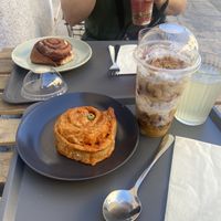 Granola, pizza roll and cinnamon roll   at Avokado in Koper
