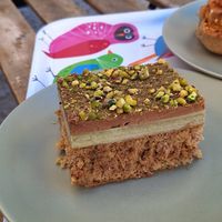 Pistachio cake at Avokado in Koper