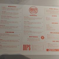 The menu at Greazy Vegan in Cardiff