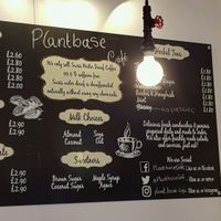 Menu board at Plantbase Cafe in South West London