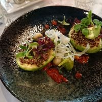 Avocado filled with quinoa + delicous fresh vegetables at Babylon in Heerhugowaard