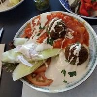 Vegan shakshuka (falafel instead of egg) at Farm Food Ink Cafe in Lisbon