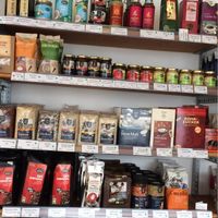 Coffee, rice, sauces, oils, pulses, sugars, coconut milk, and more — all of it Fair Trade at Eine Welt Laden in Filderstadt