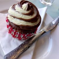 Vanilla and Chocolate Cupcake. at Pots in Falkirk