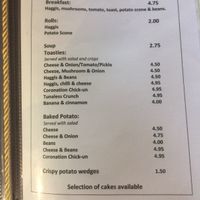 Vegan menu at Pots in Falkirk