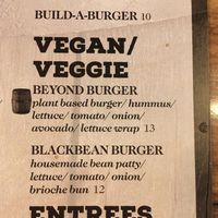 Vegan menu at Barrel 17 in Virginia Beach