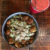 The Plant bowl and Upbeeter juice  at We Feat Pure Organic in Aalborg