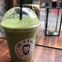 Green Gun freshly blended juice at We Feat Pure Organic in Aalborg