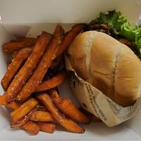 Sweet potato fries Black bean burger 🍔 at Seed Shack in Gilbert
