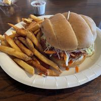 Buffalo chick’n sandwich and fries… yum!  at Seed Shack in Gilbert