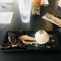 Fried Plantain w/date Carmel sauce & apple pie nice cream. at Seed Shack in Gilbert