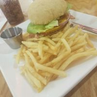 Health Burger with Bacon at Jeff's Vegan in Frisco