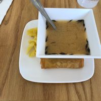 Soup and spring roll at Jeff's Vegan in Frisco