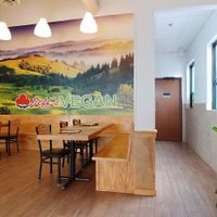 Restrooms are on the right down the hall at Jeff's Vegan in Frisco