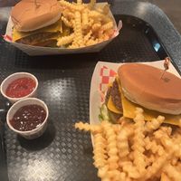 Double impossible patty with crinkle fries   at Disneyland - Smokejumpers Grill in Anaheim