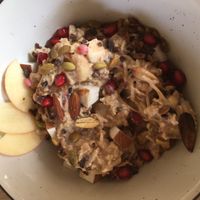 Breakfast: Overnight soaked oats with coconut milk and various other toppings. at Green Peace Inn in Weligama