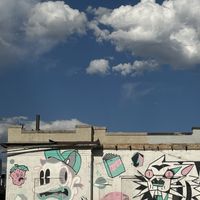 View across the street - nice mural  at Seasons Plant Based Kitchen in Salt Lake City