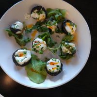 Stuffed mushrooms at Seasons Plant Based Kitchen in Salt Lake City