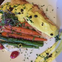 Tofu with mashed potatoes and veggies at Seasons Plant Based Kitchen in Salt Lake City