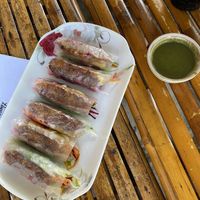 summerrolls with tempeh and pesto sauce   at Lovegan in Binh Thuan