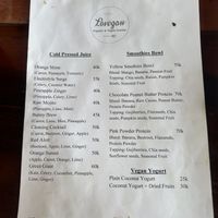 Menu  at Lovegan in Binh Thuan