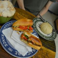 lentil banh mi, whole wheat dumpling, coconut at Lovegan in Binh Thuan
