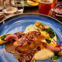 Seitan farci à  la patate douce et sa purée de panais châtaigne  at Like An Elephant in Lyon