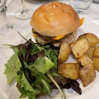 White bean cheese and bacon burger   at Like An Elephant in Lyon