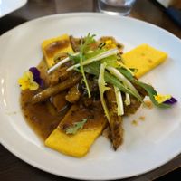 Grilled seitan with sesame and polenta at Like An Elephant in Lyon