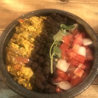 Spicy scrambled tofu breakfast bowl at Brew and Breakfast in Da Lat