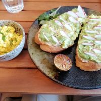 Avocado and cream toast ans tofu scramble side at Brew and Breakfast in Da Lat